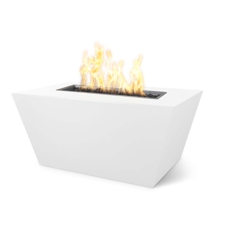 The Outdoor Plus 48 Rectangular Mesa Fire Pit, Powder Coated Metal, White, Spark Ignition w/Flame Sense, Liquid Propane OPT-PCTT4824FSEN-WHT-LP